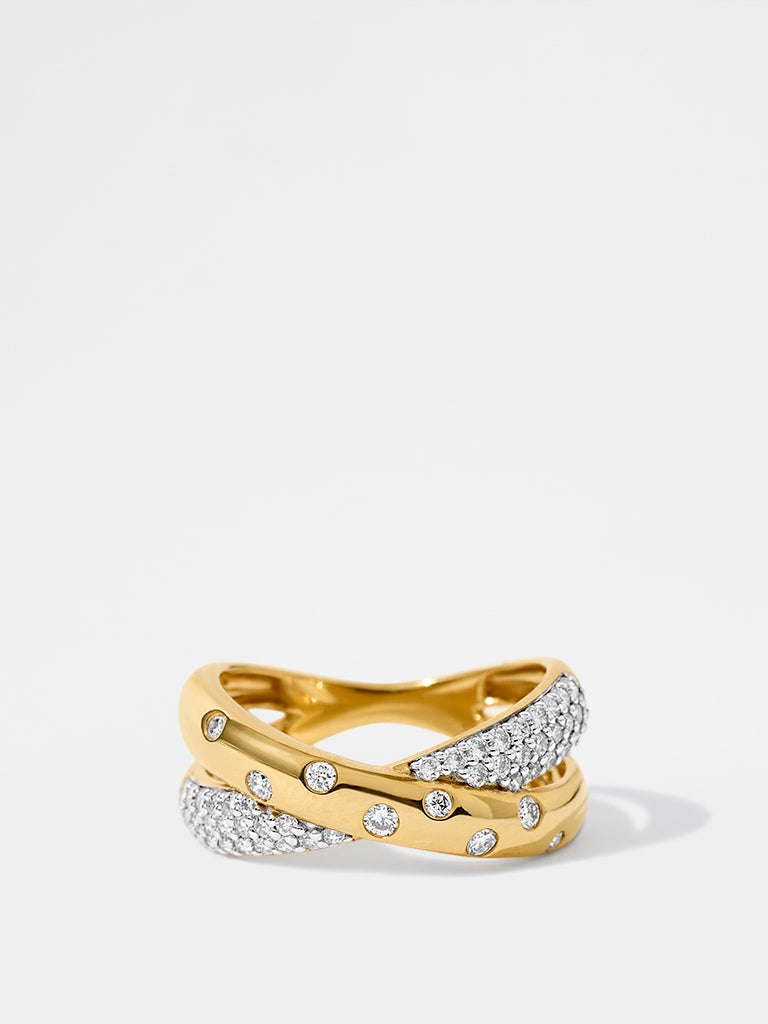 Cross-Cross Pave Lab Diamond Ring