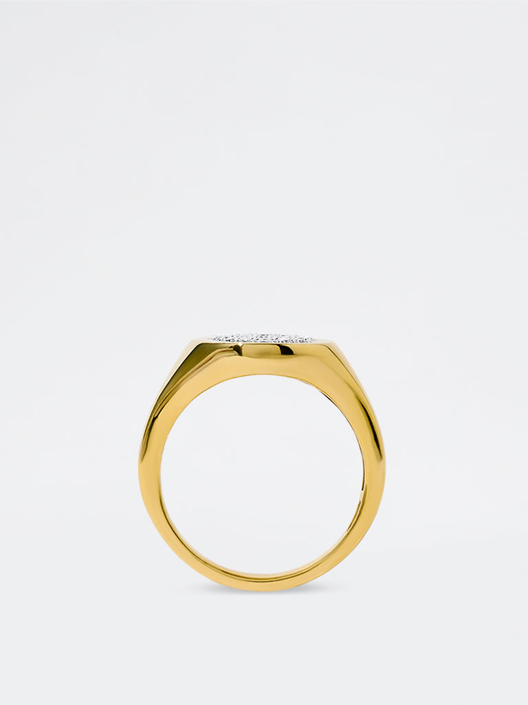Unisex Oval Pave Lab Diamond Signet Ring