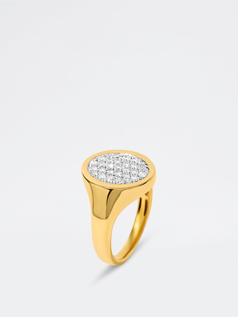 Unisex Oval Pave Lab Diamond Signet Ring