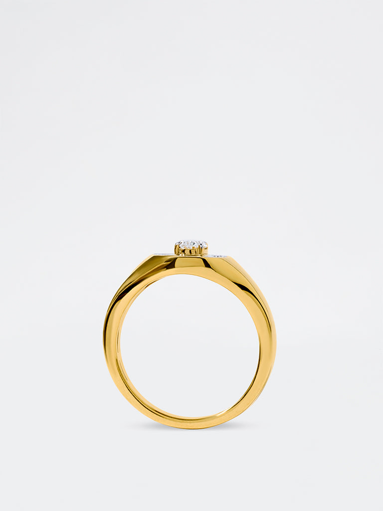 Unisex Oval Halo Lab Diamond Signet Ring
