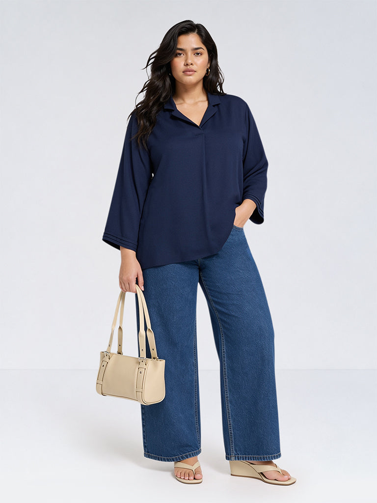 Gia Blue Solid High-Rise Jeans