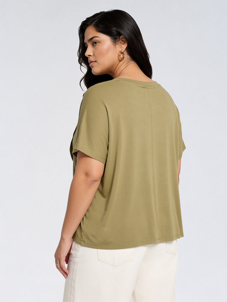 Gia Olive Solid T-Shirt