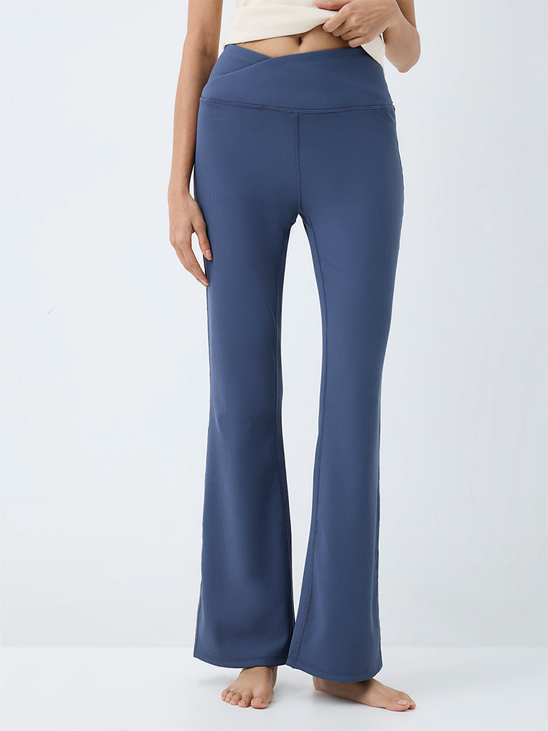 Nuoflexx Dusty Blue Cross-Waist High-Rise Yoga Pants