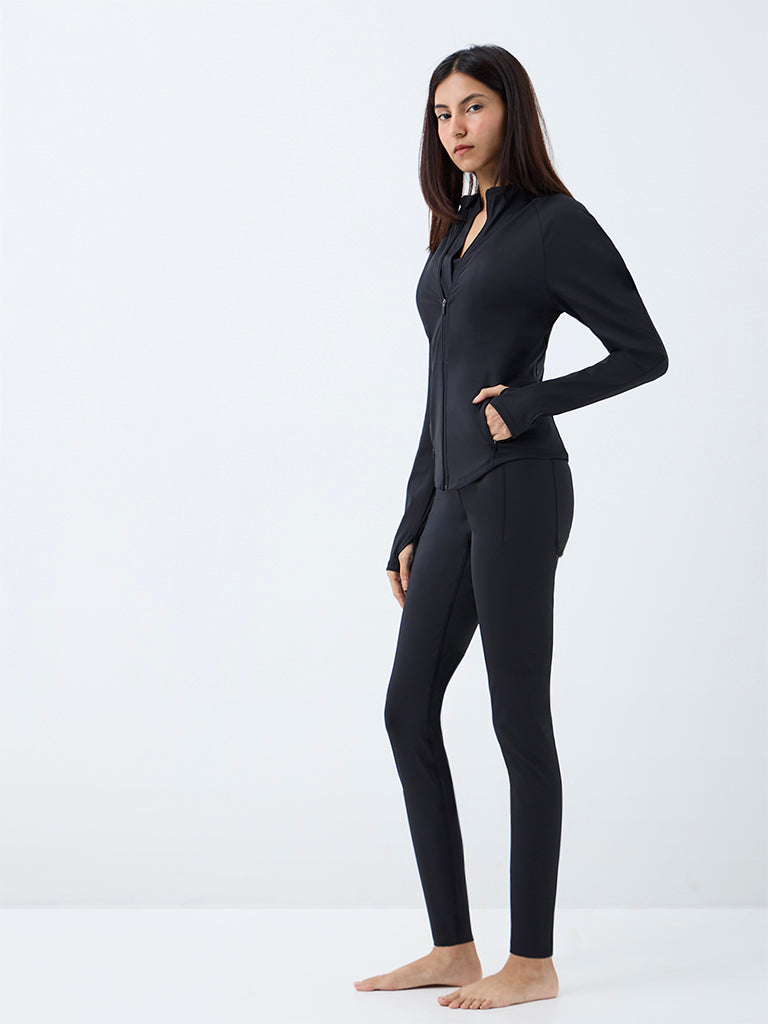 Nuoflexx Black Solid High-Rise Yoga Pants
