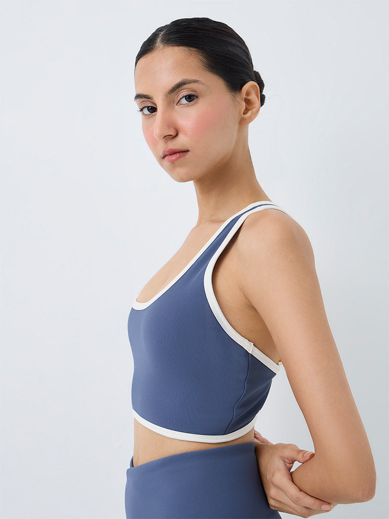 Nuoflexx Dusty Blue Ribbed Padded Bralet Top