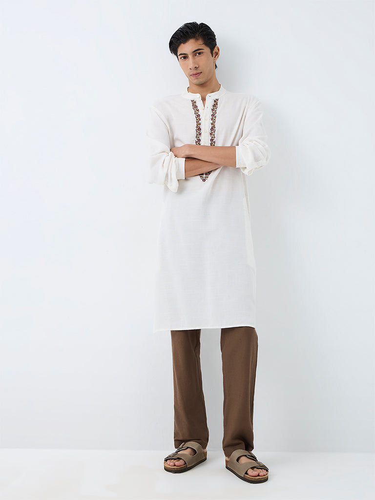 Kala by ETA Dark Taupe Relaxed-Fit Mid-Rise Cotton-Blend Pants