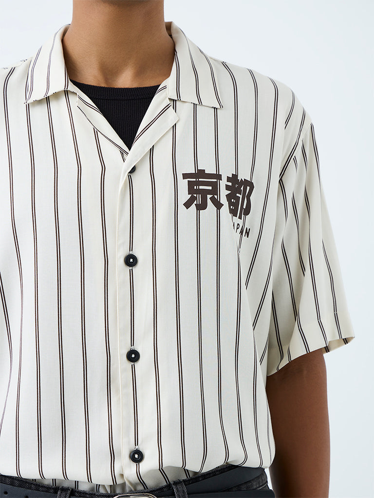 Nuon Ivory Striped Relaxed-Fit Shirt