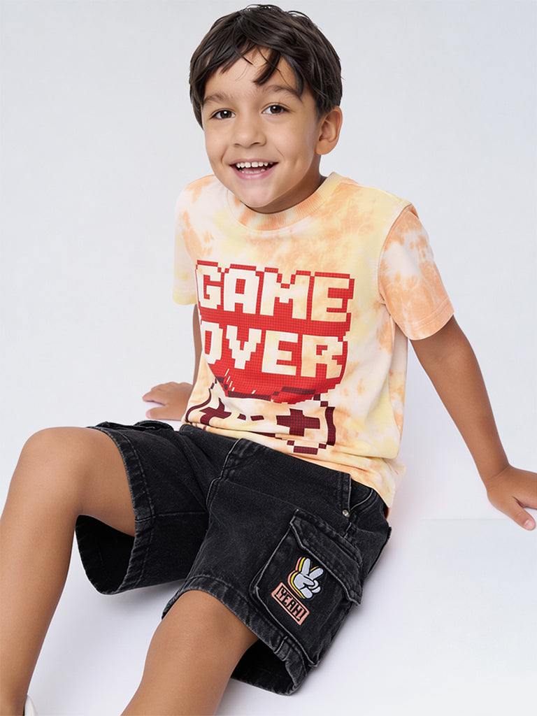 HOP Kids Boys Multicolour Tie-Dye Design Cotton T-Shirt