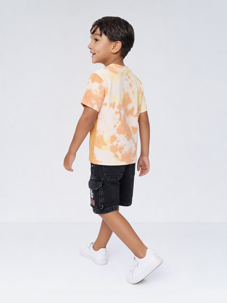 HOP Kids Boys Multicolour Tie-Dye Design Cotton T-Shirt