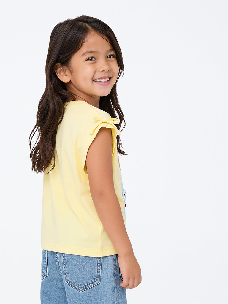 HOP Kids Girls Yellow Dog Design Cotton Top