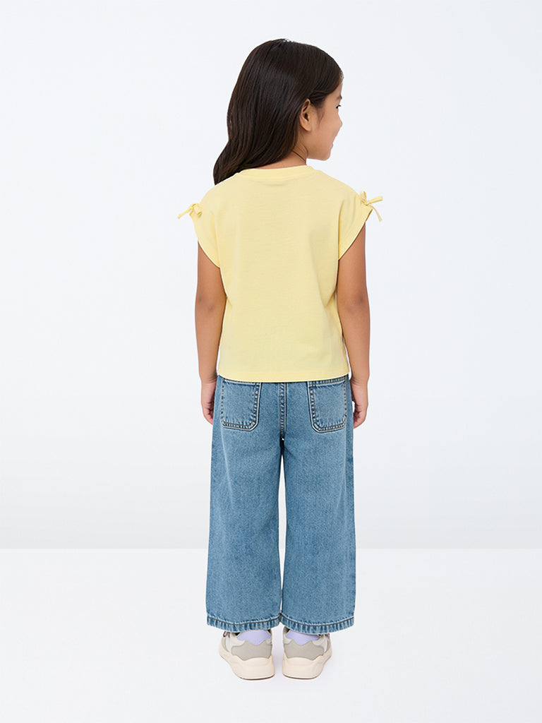 HOP Kids Girls Blue Washed High-Rise Jeans