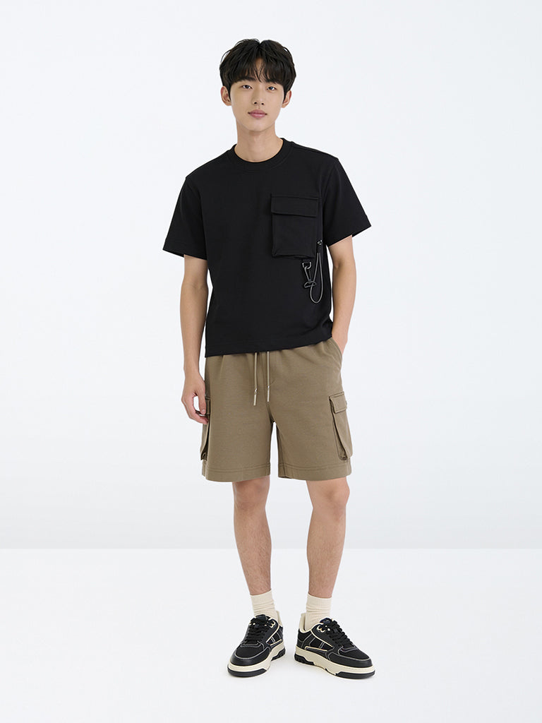 Boys Olive Cargo-Style Mid-Rise Cotton-Blend Shorts