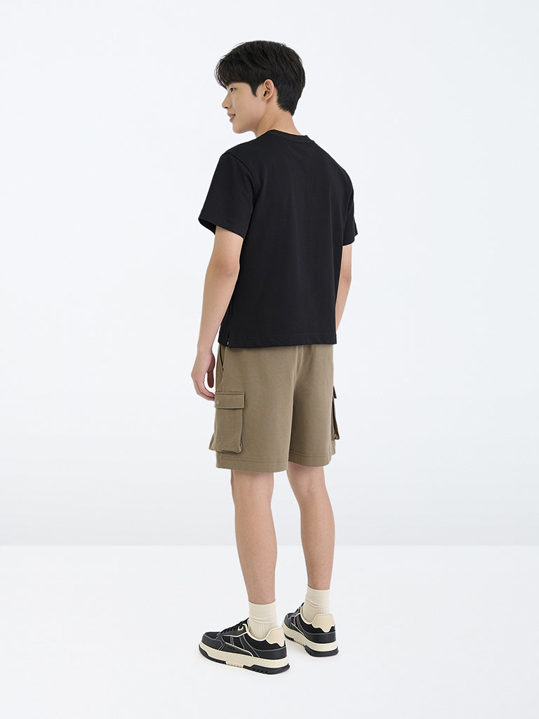 Boys Olive Cargo-Style Mid-Rise Cotton-Blend Shorts