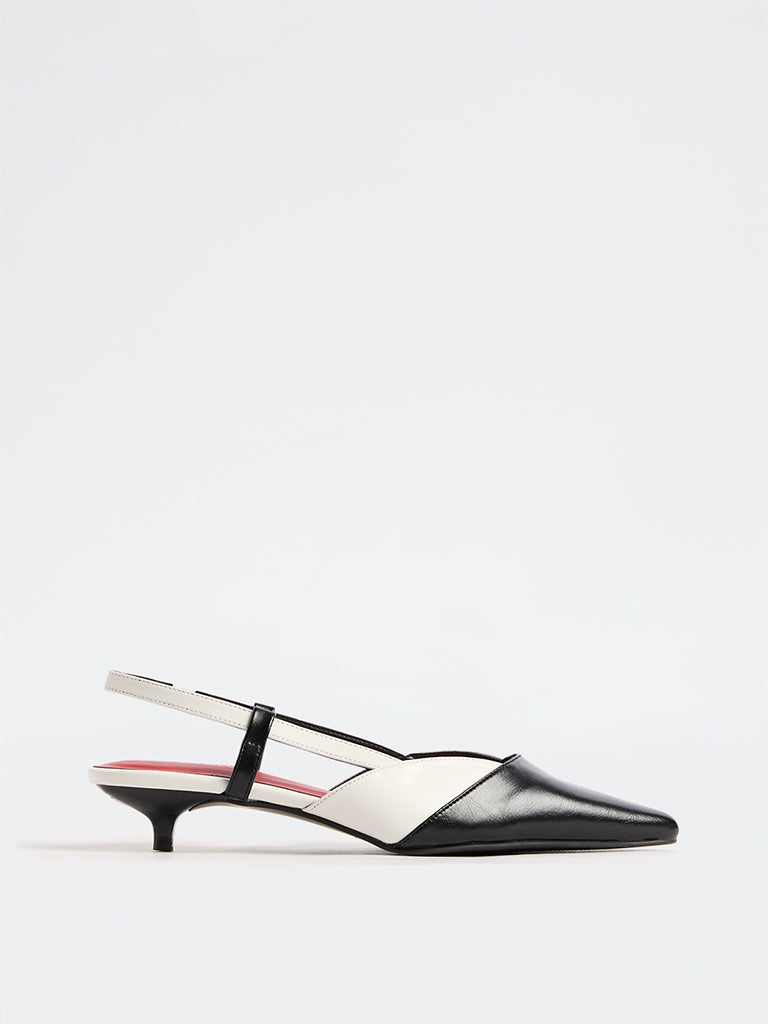 LUNA BLU Black Slingback Kitten-Heel Shoes