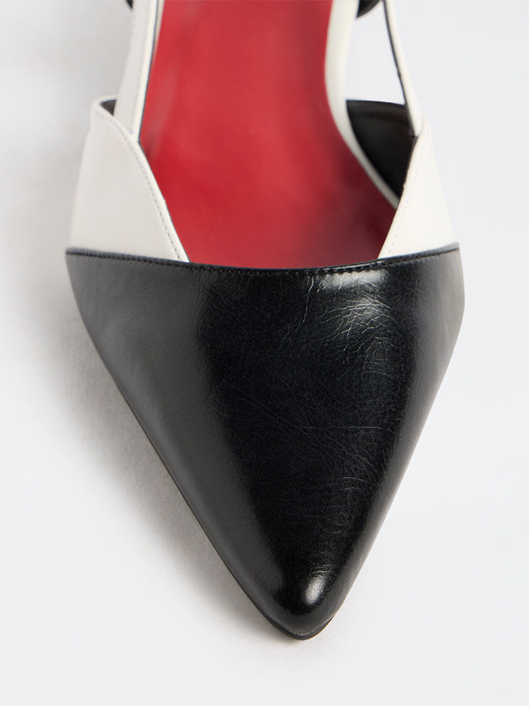 LUNA BLU Black Slingback Kitten-Heel Shoes