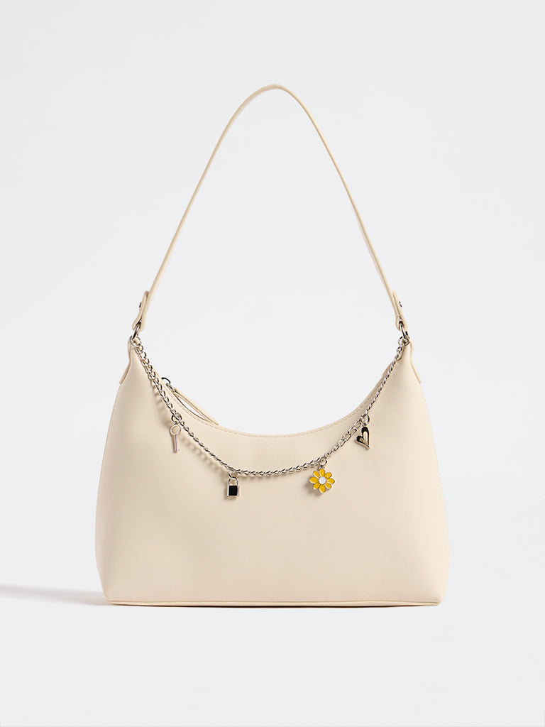 Westside Off-White Charm-Detail Shoulder Bag