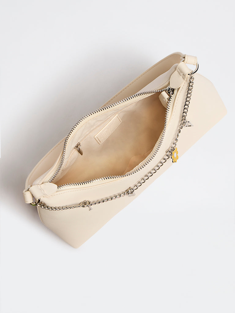 Westside Off-White Charm-Detail Shoulder Bag