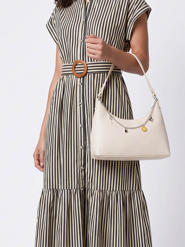 Westside Off-White Charm-Detail Shoulder Bag