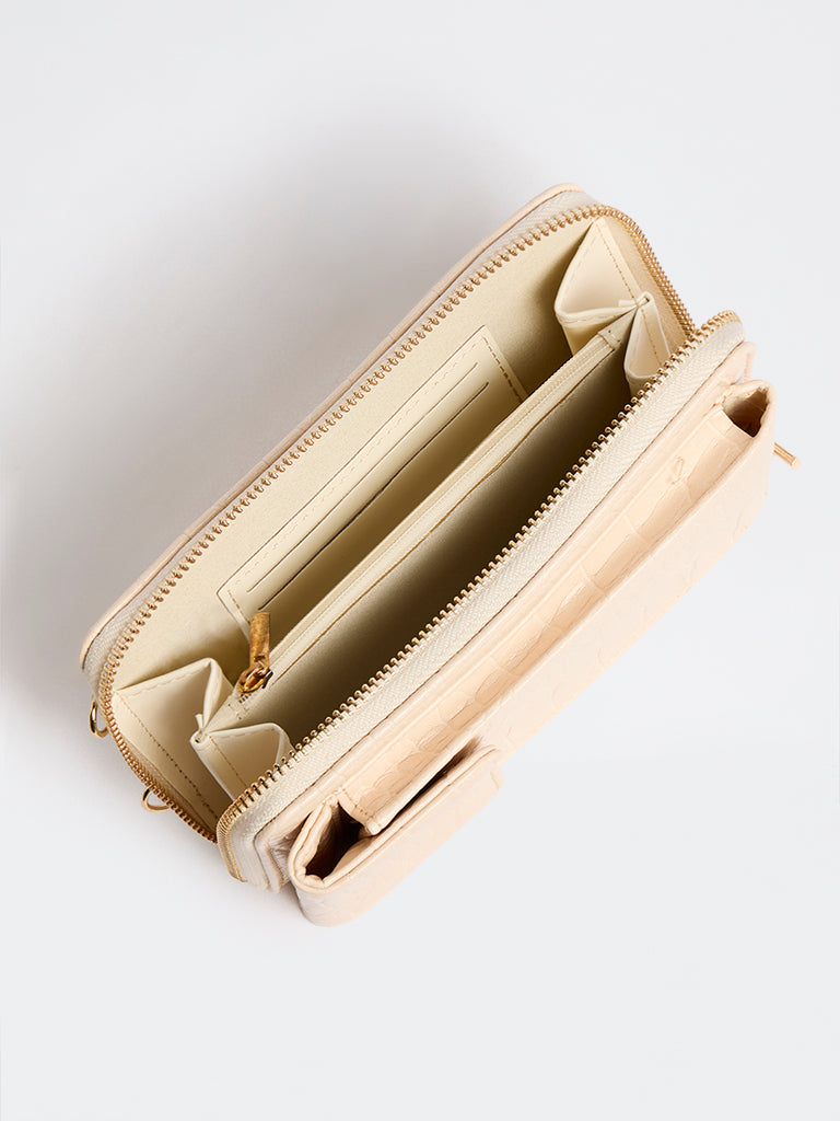Westside Cream Textured Phone Sling Bag
