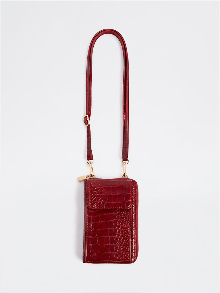 Westside Red Textured Phone Sling Bag
