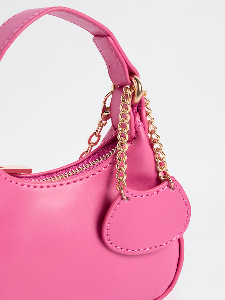 Westside Pink Charm-Detail Handbag with Sling Handle