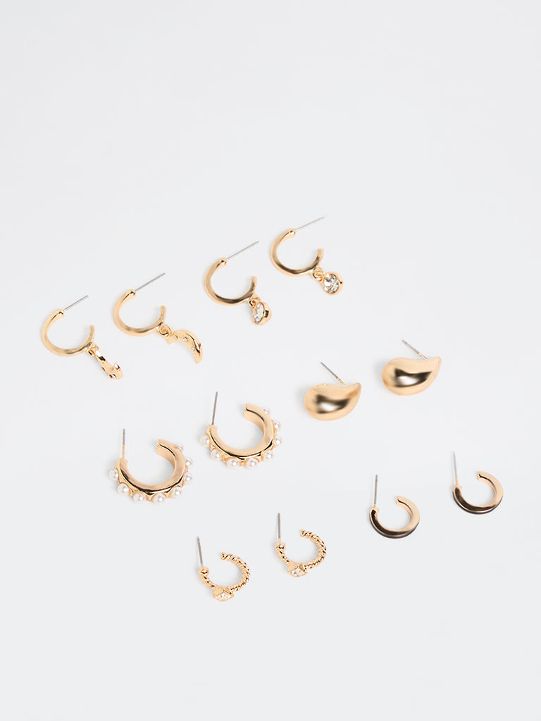 Westside Accessories Gold Multi-Hoop Earrings - Pack of 6