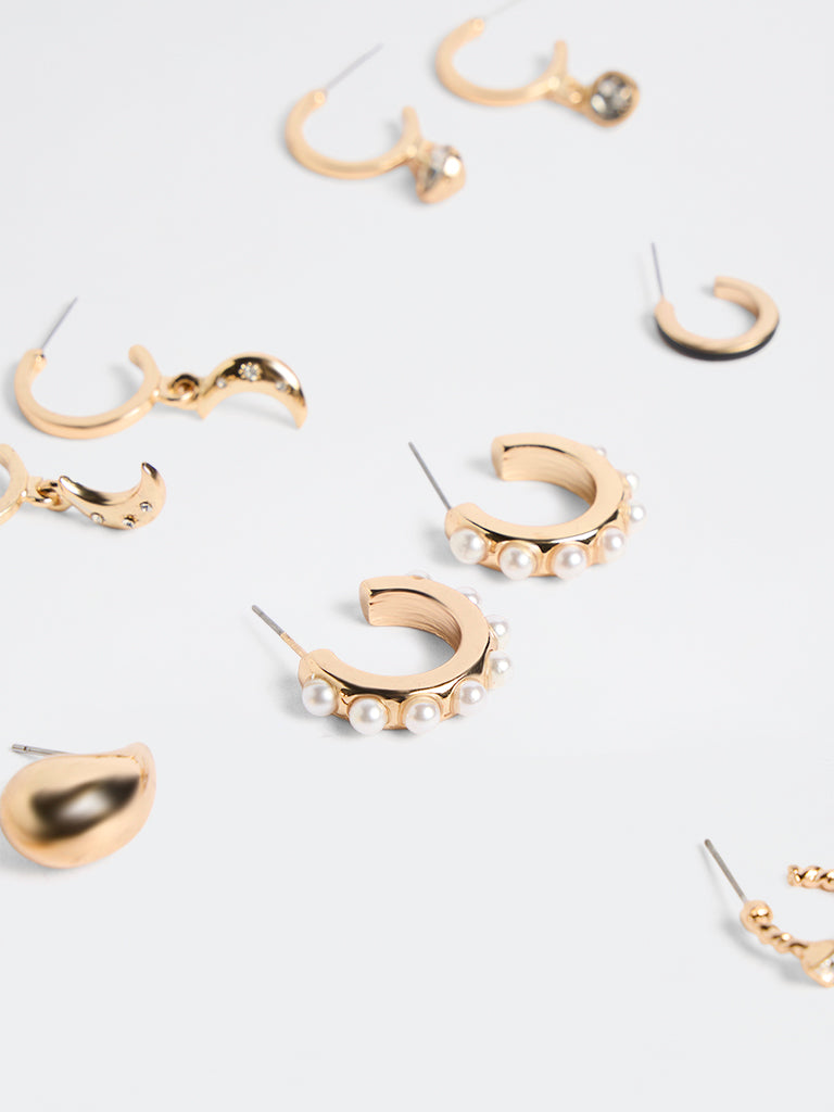 Westside Accessories Gold Multi-Hoop Earrings - Pack of 6