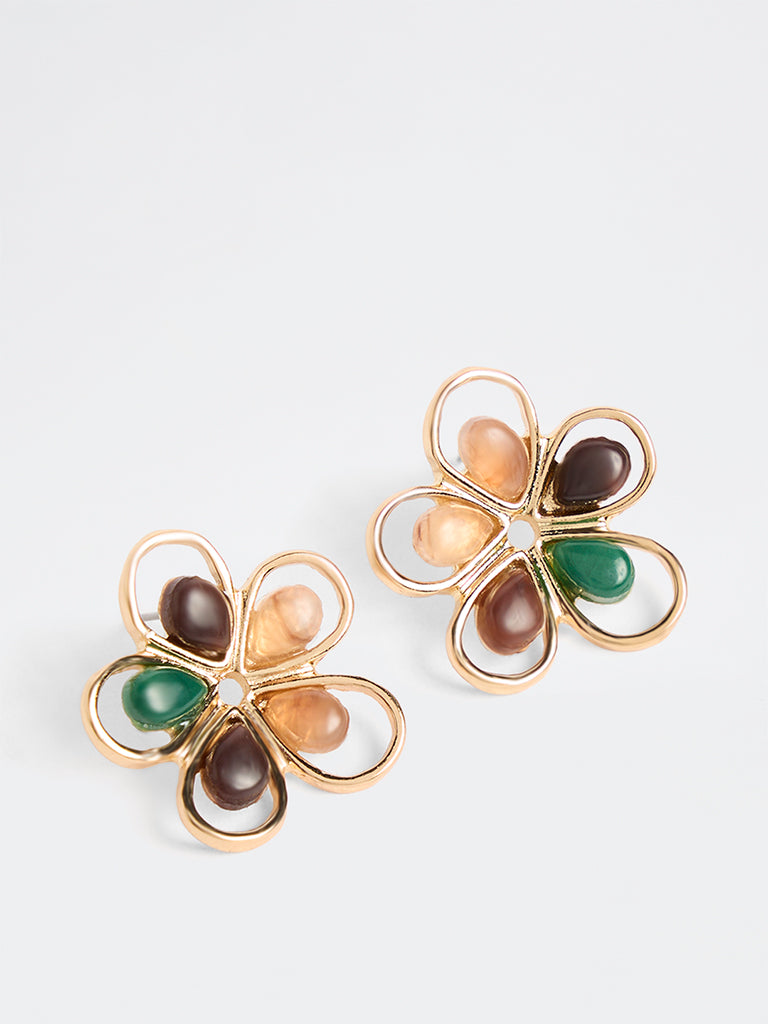Westside Accessories Multicolour Floral Statement Stud Earrings