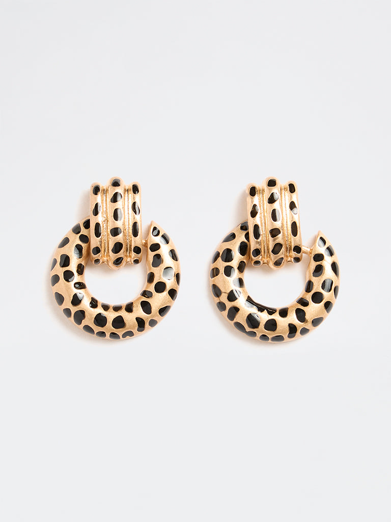 Westside Accessories Gold Animal Pattern Door Knocker Earrings