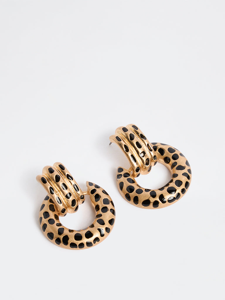 Westside Accessories Gold Animal Pattern Door Knocker Earrings