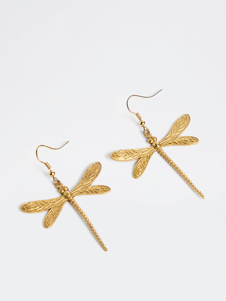 Westside Accessories Gold Dragonfly Earrings