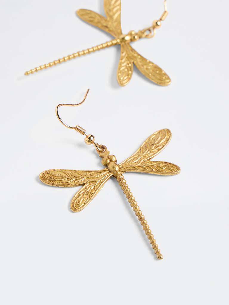 Westside Accessories Gold Dragonfly Earrings