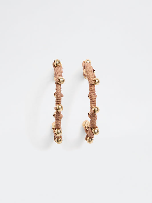 Westside Accessories Brown Beaded Cord Hoop Earrings