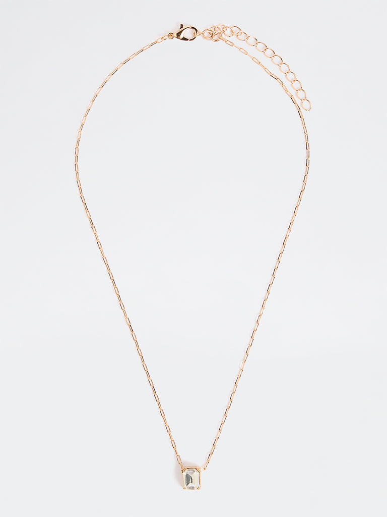 Westside Accessories Gold Square Pendant Necklace