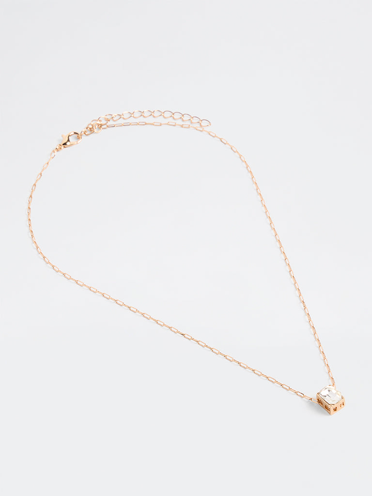 Westside Accessories Gold Square Pendant Necklace