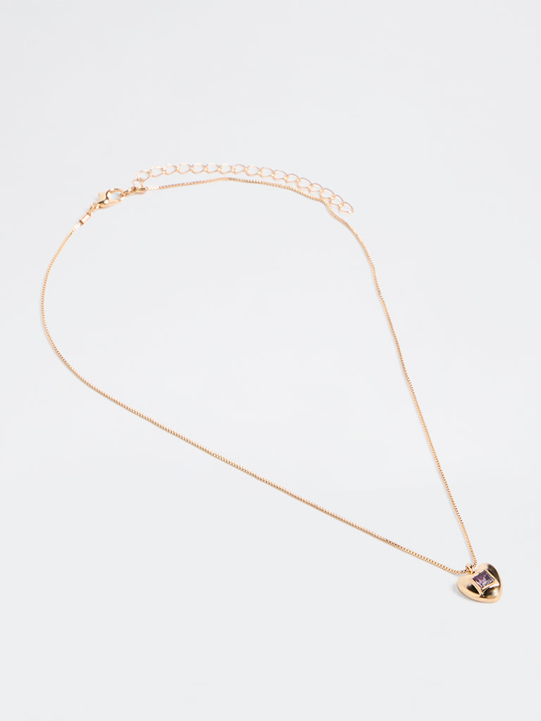 Westside Accessories Gold Heart Pendant Chain Necklace