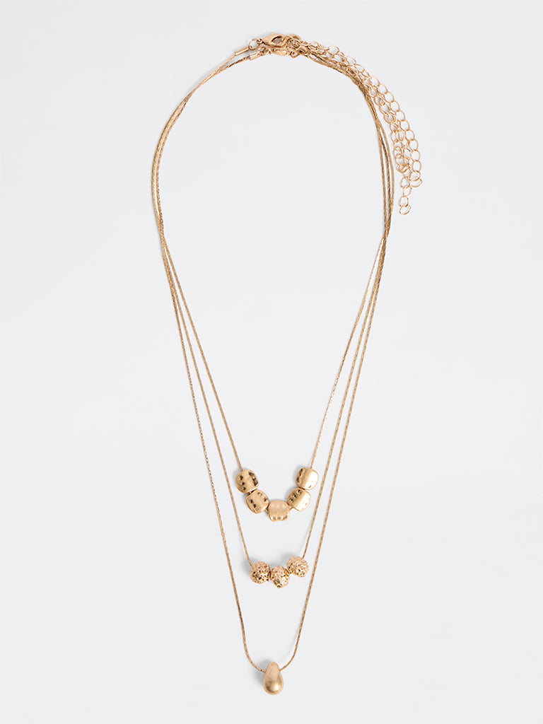 Westside Accessories Gold Beaded Layered Chain Necklace