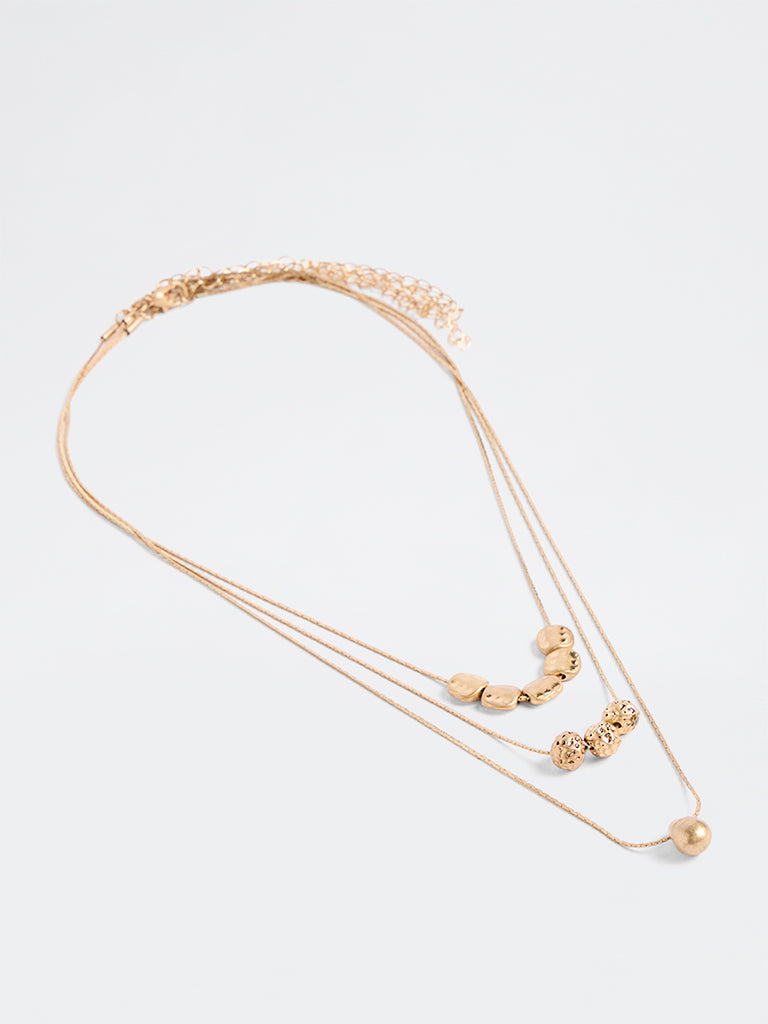 Westside Accessories Gold Beaded Layered Chain Necklace