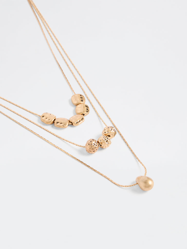 Westside Accessories Gold Beaded Layered Chain Necklace