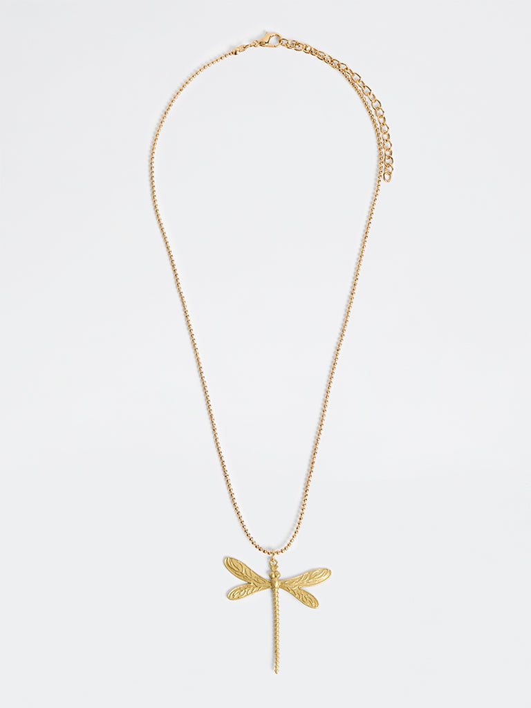 Westside Accessories Gold Dragonfly Pendant Necklace