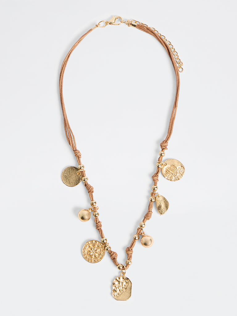 Westside Accessories Brown Multi-Charm Cord Necklace