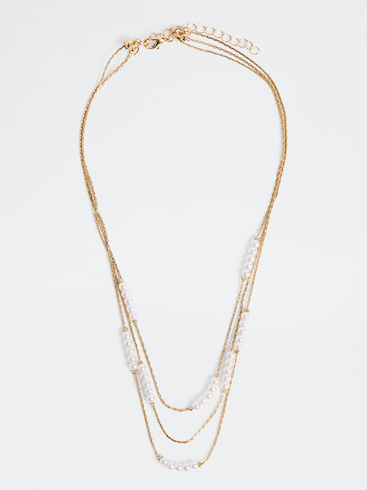 Westside Accessories Gold Pearl Layered Necklace