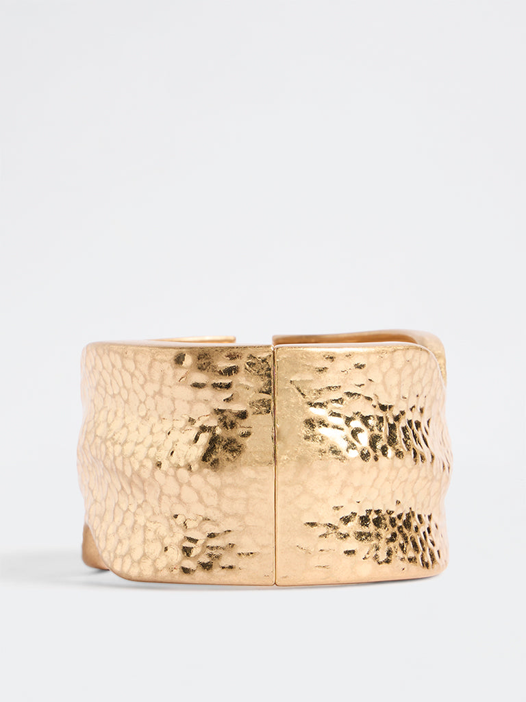 Westside Accessories Gold Textured Statement Cuff Bracelet