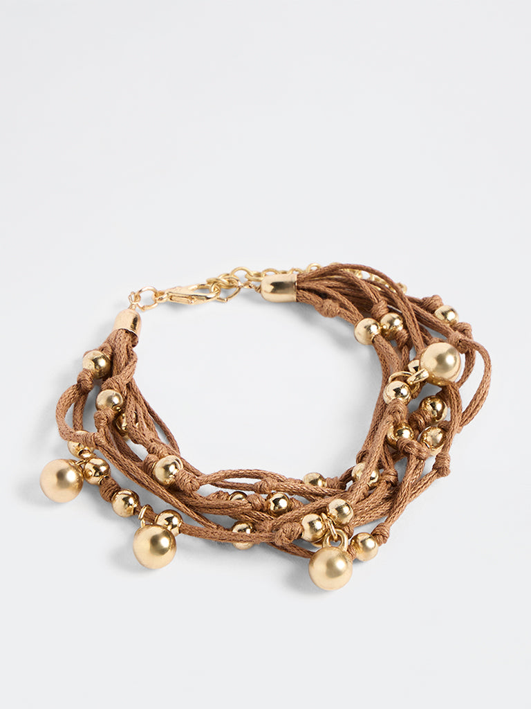 Westside Accessories Brown Multi-Cord Beaded Bracelet