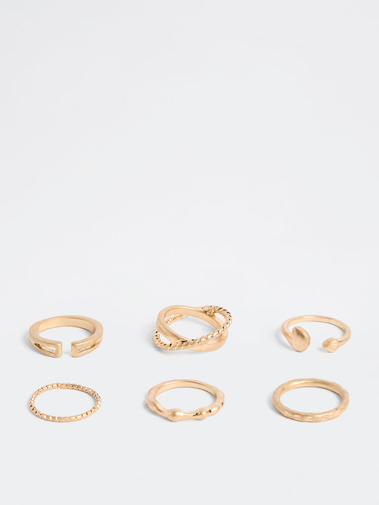Westside Accessories Gold Multi-Stack Rings - Pack of 6