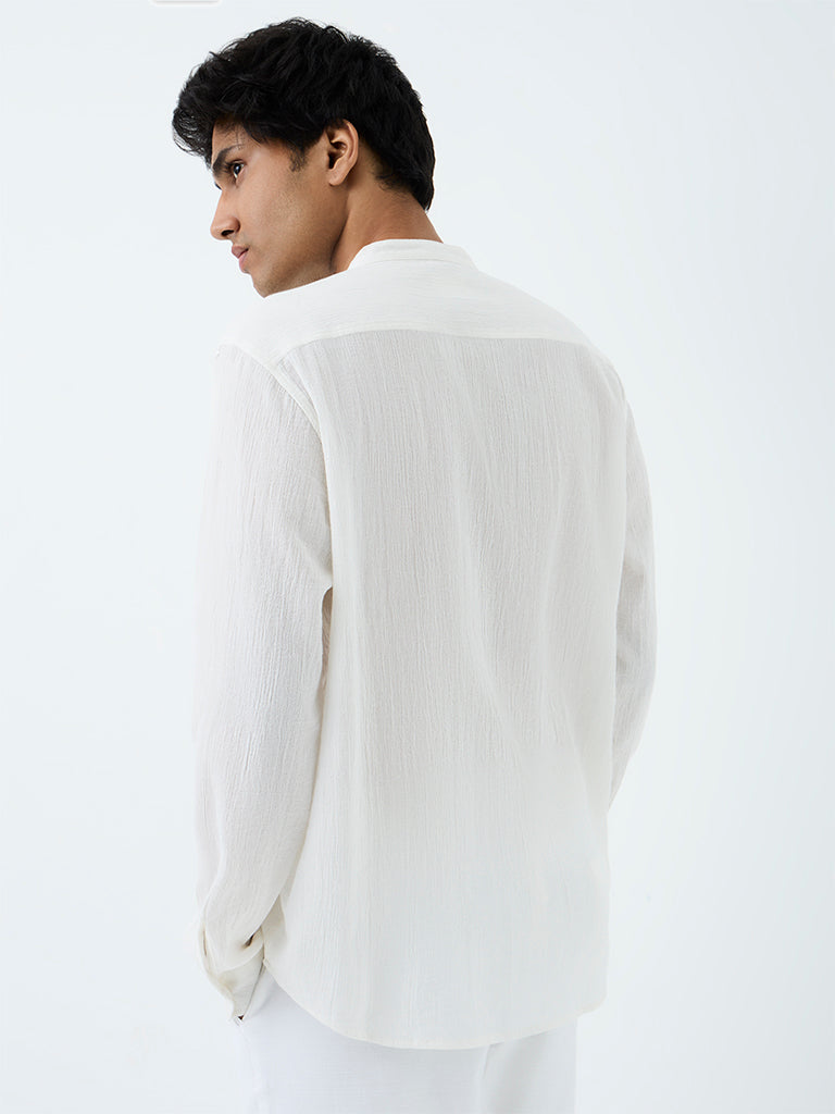 ETA Off-White Crinkle-Textured Relaxed-Fit Cotton Shirt