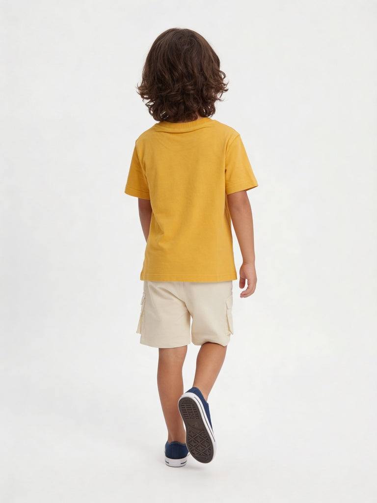 HOP Kids Boys Off-White Cargo Pocket Relaxed Fit Cotton Shorts