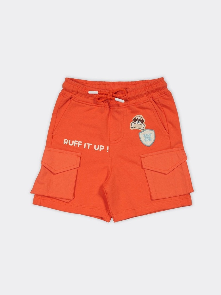 HOP Kids Boys Orange Patch Detail Cargo Cotton Shorts