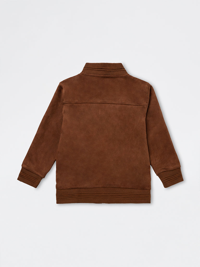 HOP Kids Boys Tan Solid Suede Jacket
