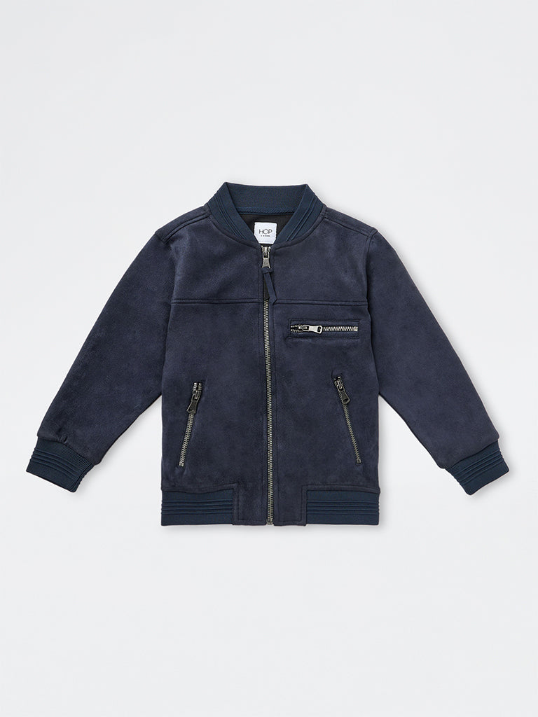 HOP Kids Boys Navy Suede Jacket